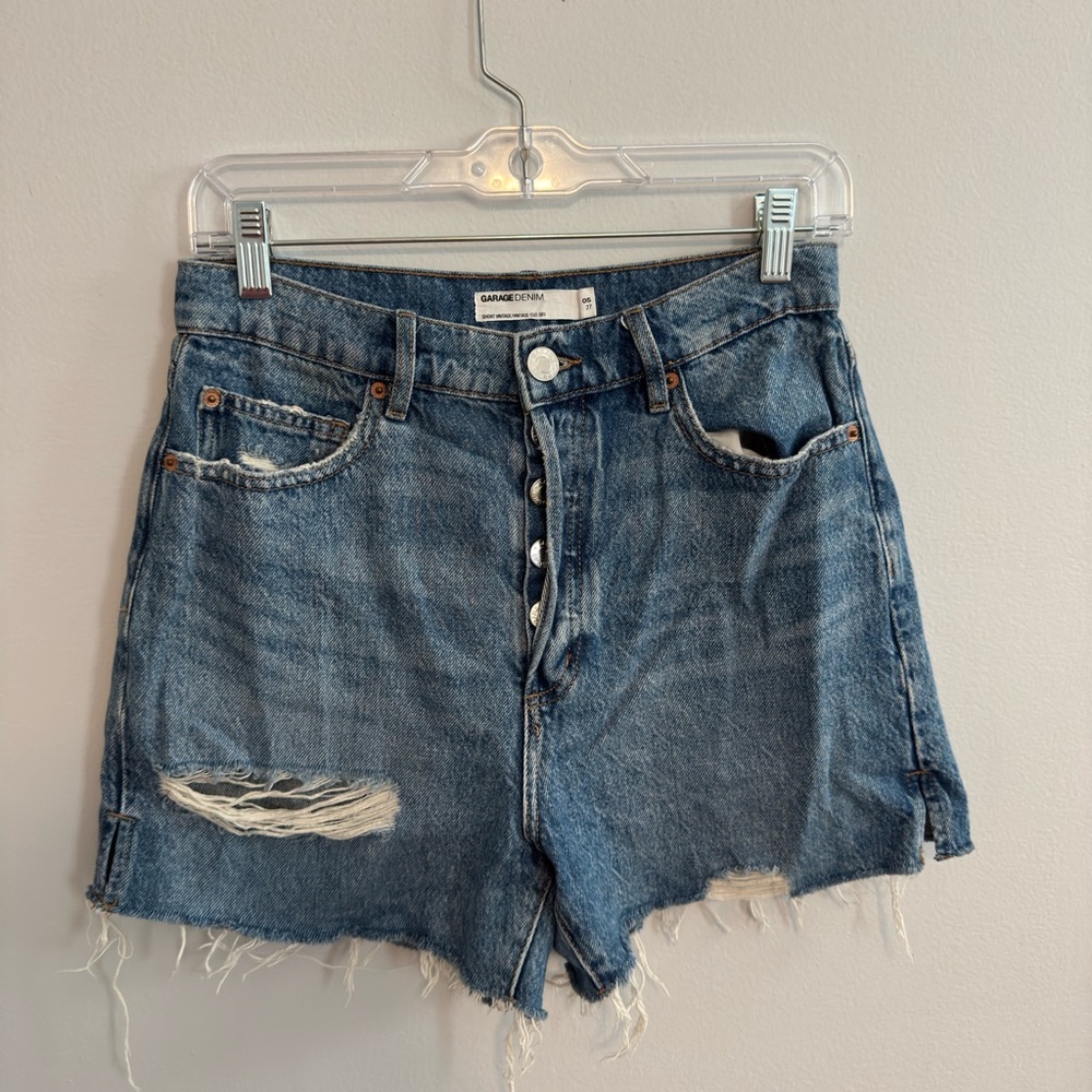 Garage Blue Jean Shorts Distressed Cut-Offs